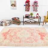 5x8 Cream & Red Turkish Vintage Rug 153x256Cm SK 20384