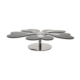 Mid century italian flower table chrome and glass, 1980s