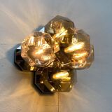 Vintage German wall or ceiling lamp from the space age in chrome and glass by Motoko Ishii for Staff, 1970s.