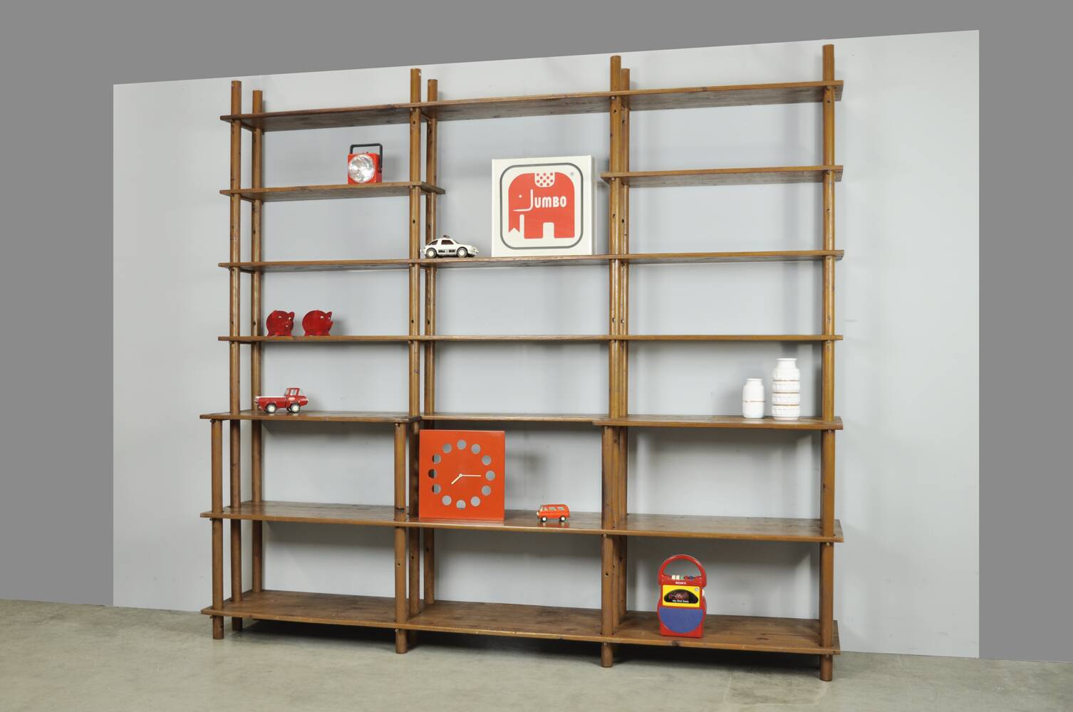 Handmade wooden bookshelf, 1960s