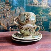 Lot 2 tasses et sous tasses vintage à décor coquillages