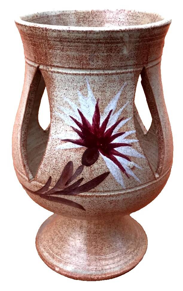 1970s Candle holder / Lantern on a ceramic pedestal with thistle decoration