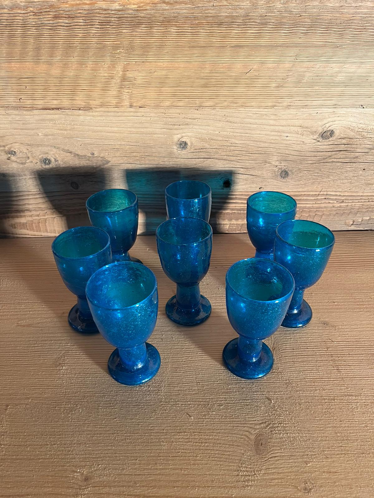 Series of 8 vintage glasses 60s in blow glass