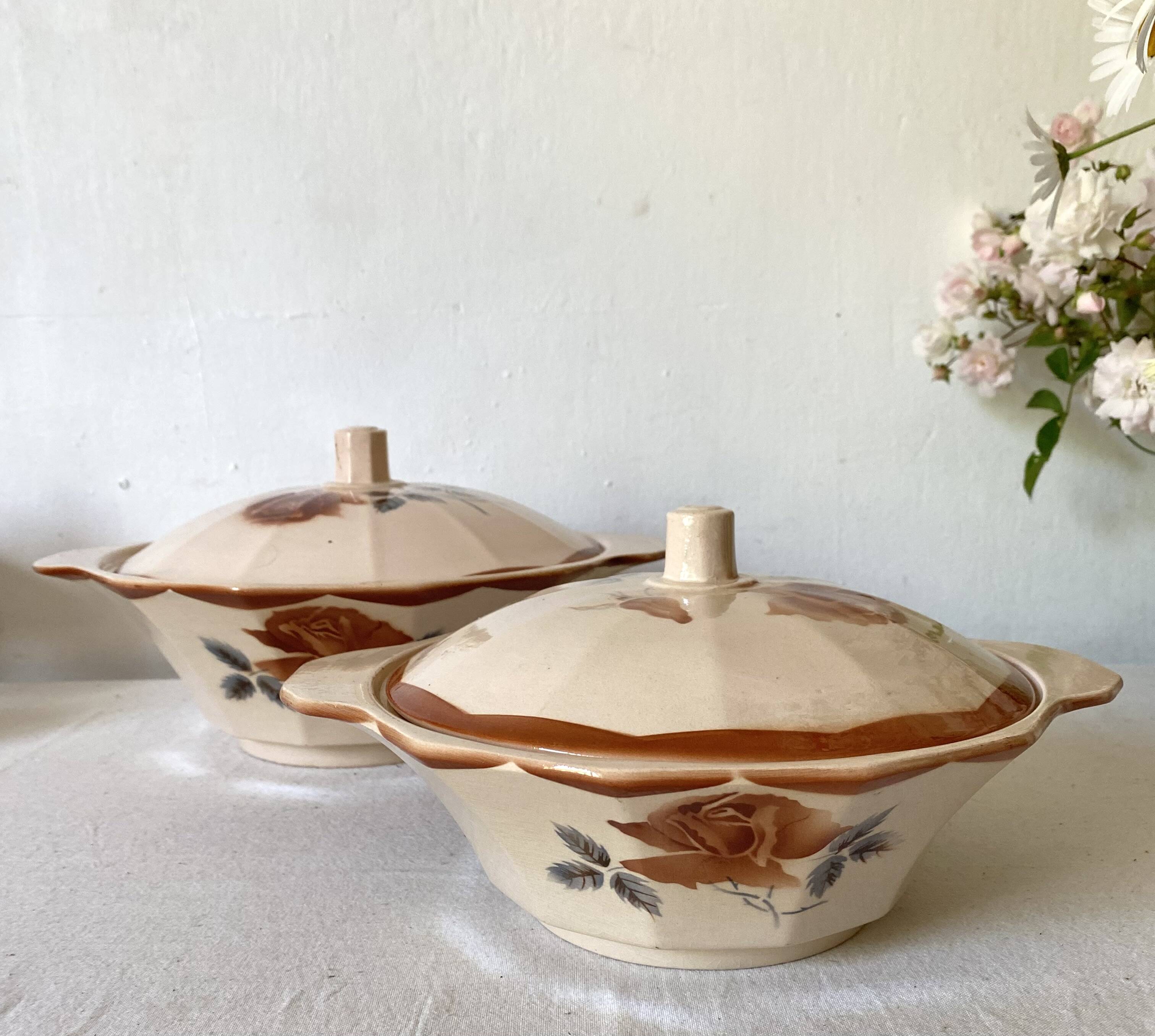 Pink Digoin soup tureens