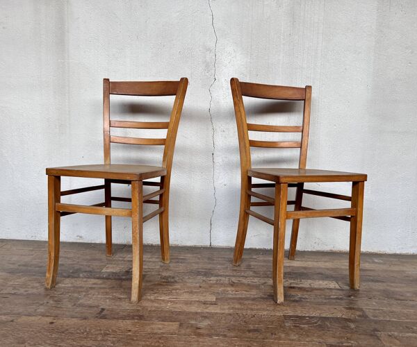 Paire de chaises bistrot en bois troquet Parisien