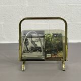 Magazine holder in brass and glass