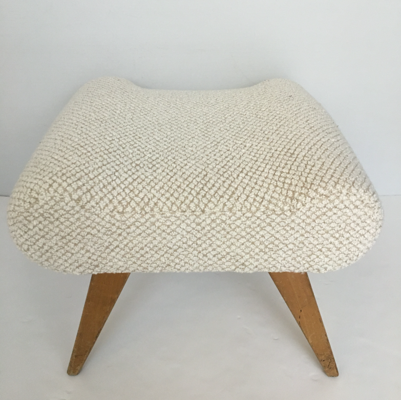 Vintage pouf white bouclette