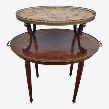 Tea table style louis xvi wood and bronze