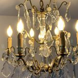 Bronze chandelier and crystal tassels, Louis XVI style