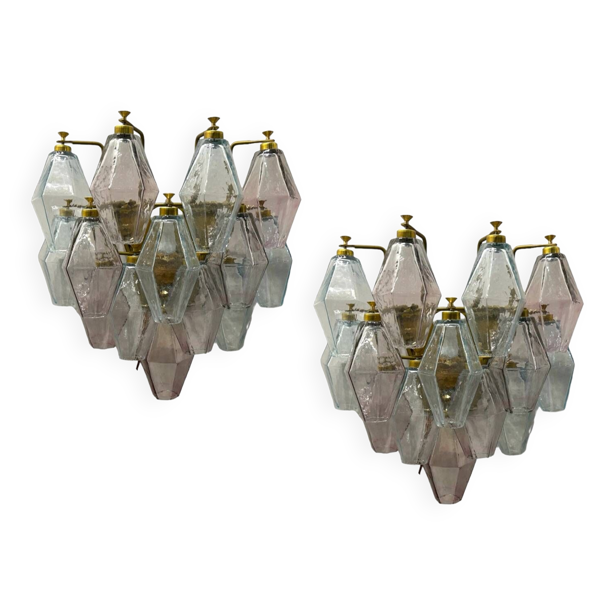 Murano Glass Polygon Sconces Set of 2