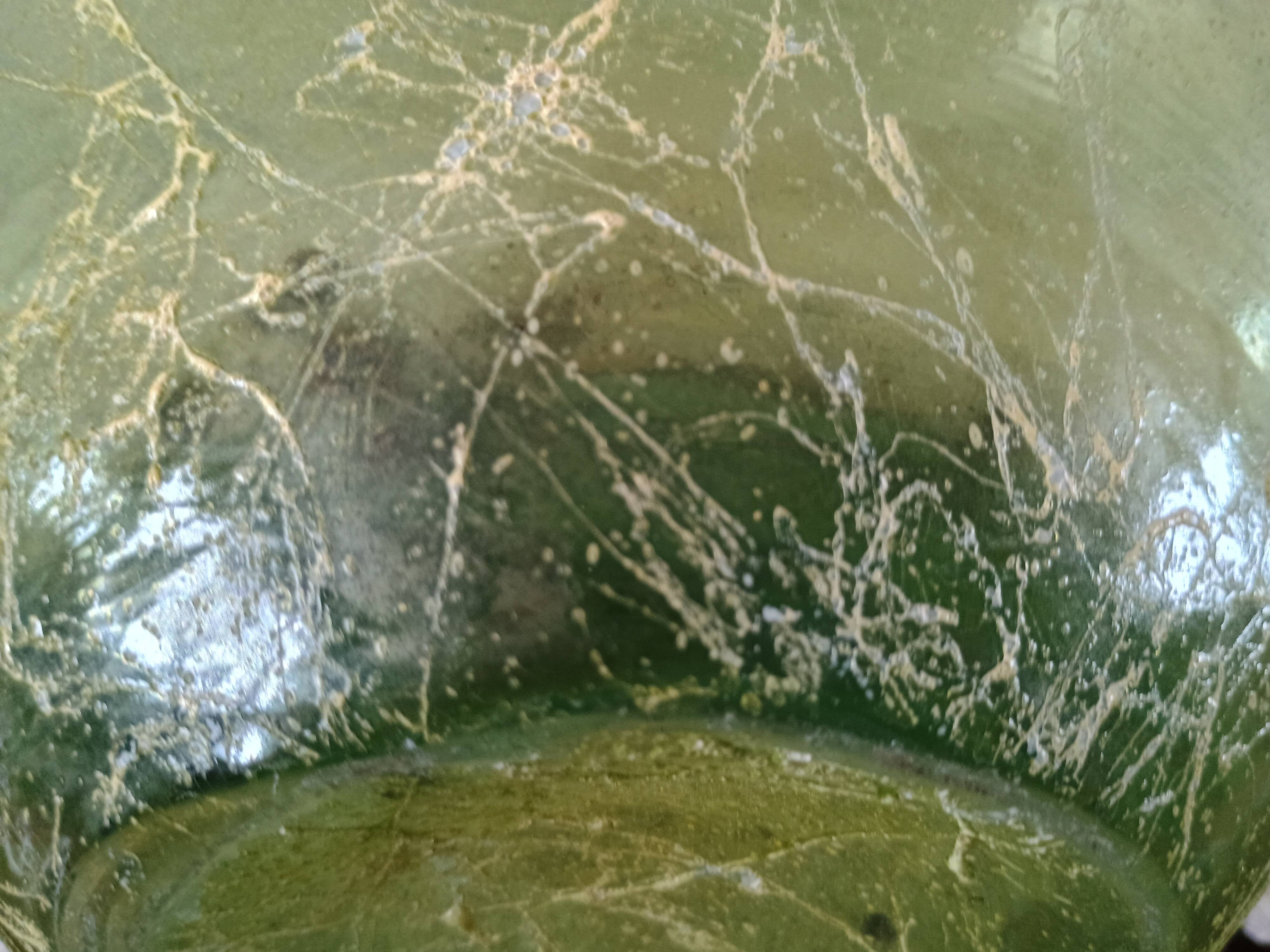 Large heart-shaped vase - glass & resin ribbed applications