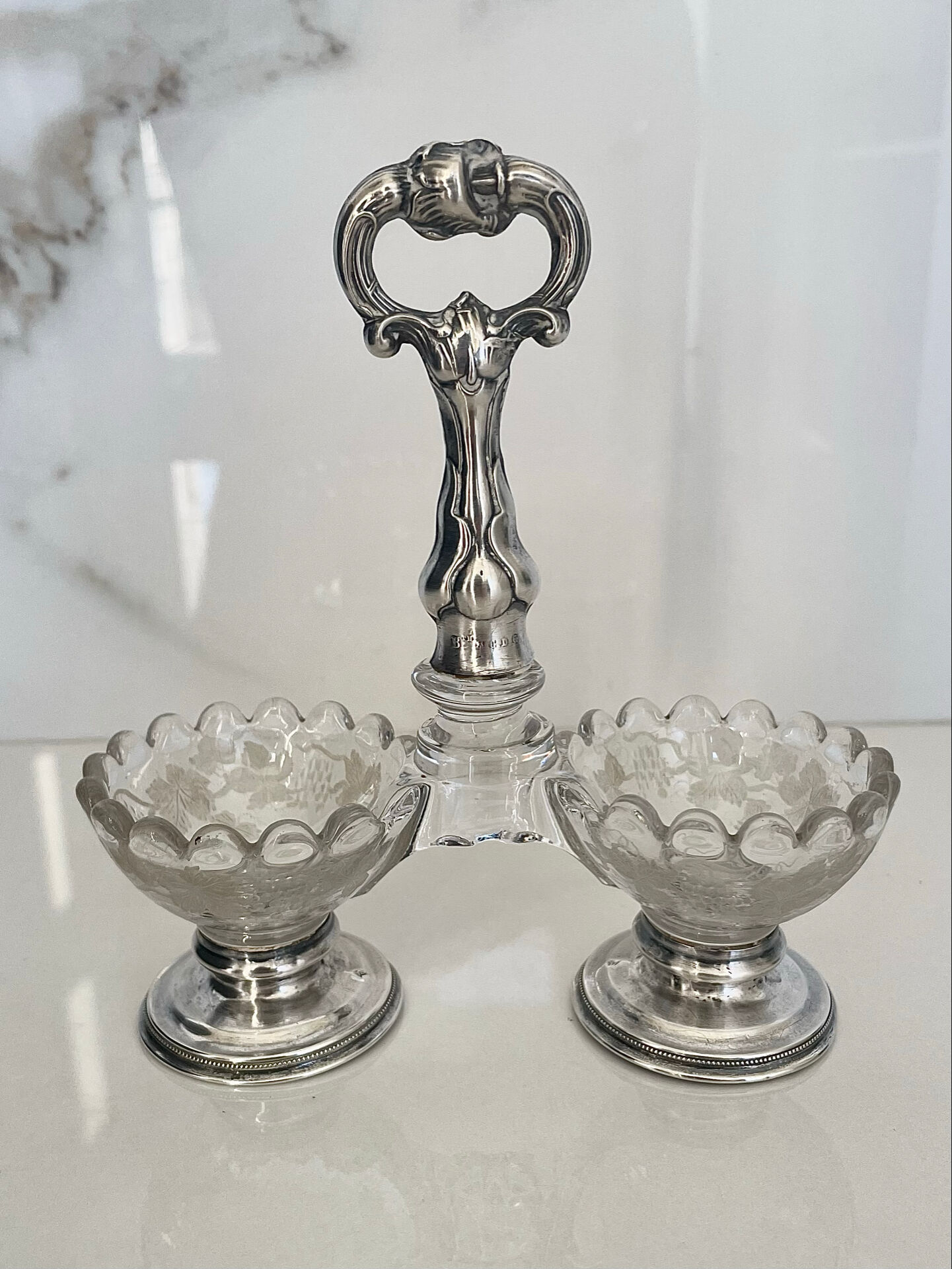Saleron double argent massif, XIXe siècle, Napoléon III