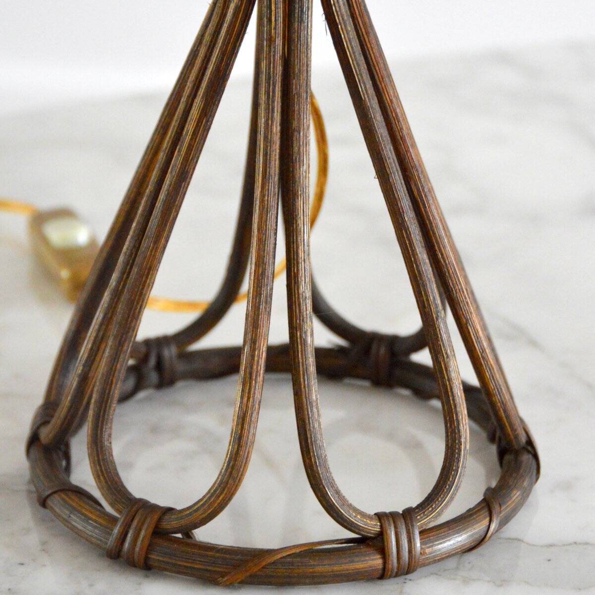 Louis Sognot bedside lamp in vintage rattan 1950