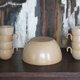 Service stoneware Village France salad bowl and its 8 cups, sangria service or