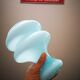 Abat-jour bleu tulipe globe verre design 1970 pop-art vintage