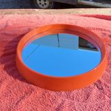 Vintage round plastic orange mirror