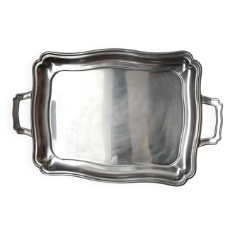 Beau plateau en inox (Jean Couzon ) mouluré avec anses
