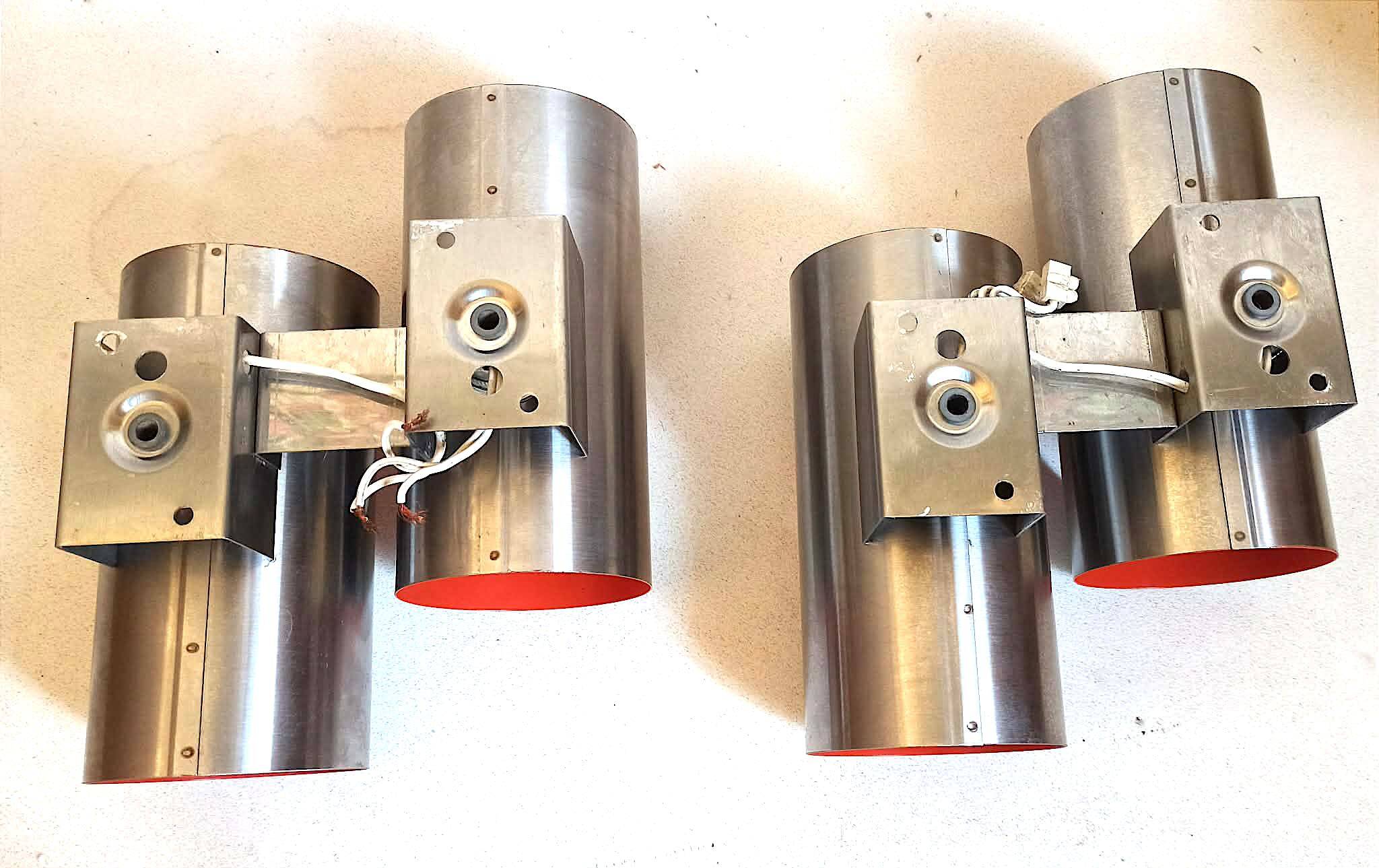 Pair of orange double wall lights Oxar Space Age 1970s