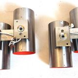 Pair of orange double wall lights Oxar Space Age 1970s