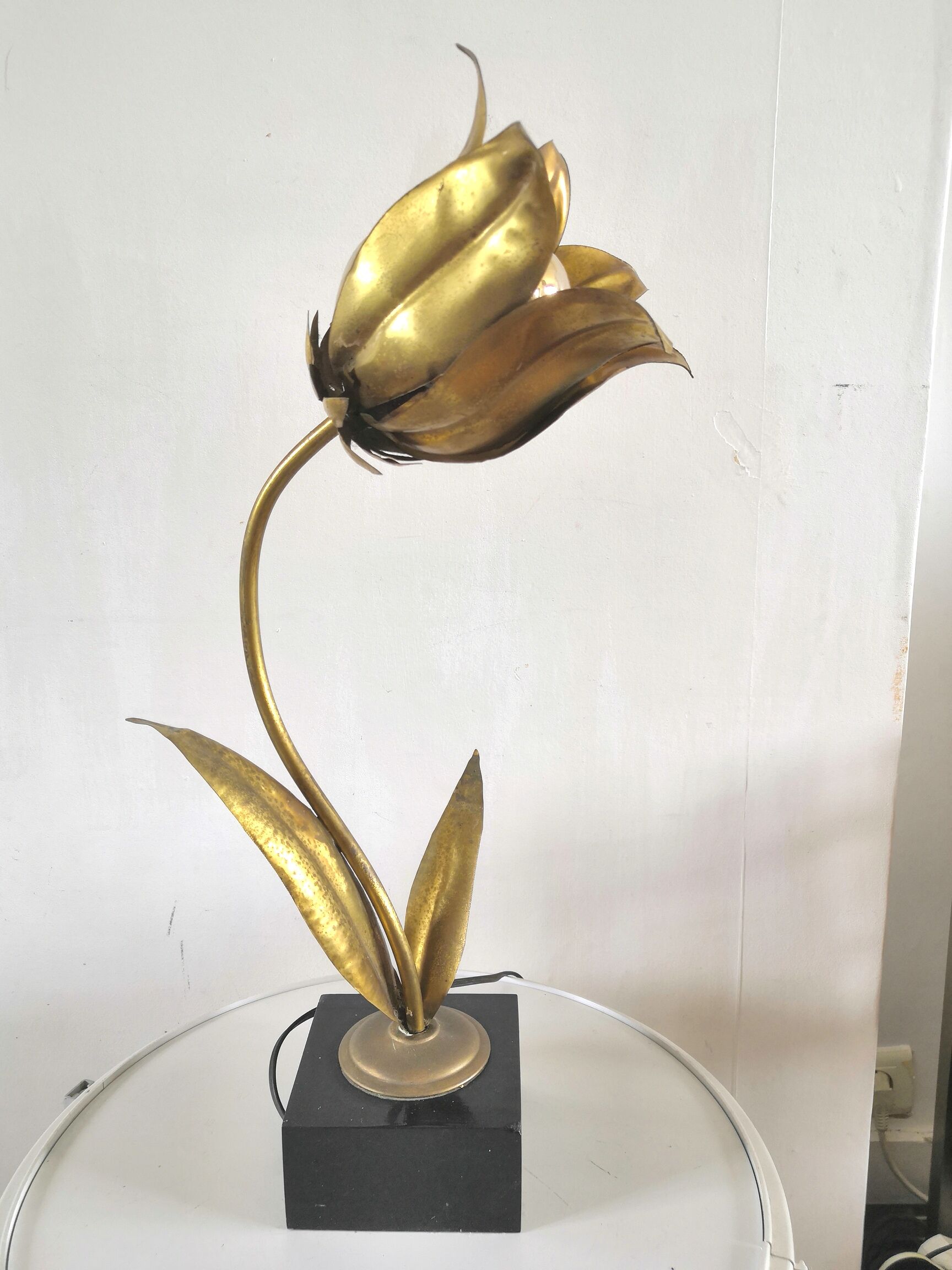 Tulip flower lamp in brass design 60s - 70s