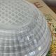 Small round ceiling light fixture in glass and aluminium, vintage design.