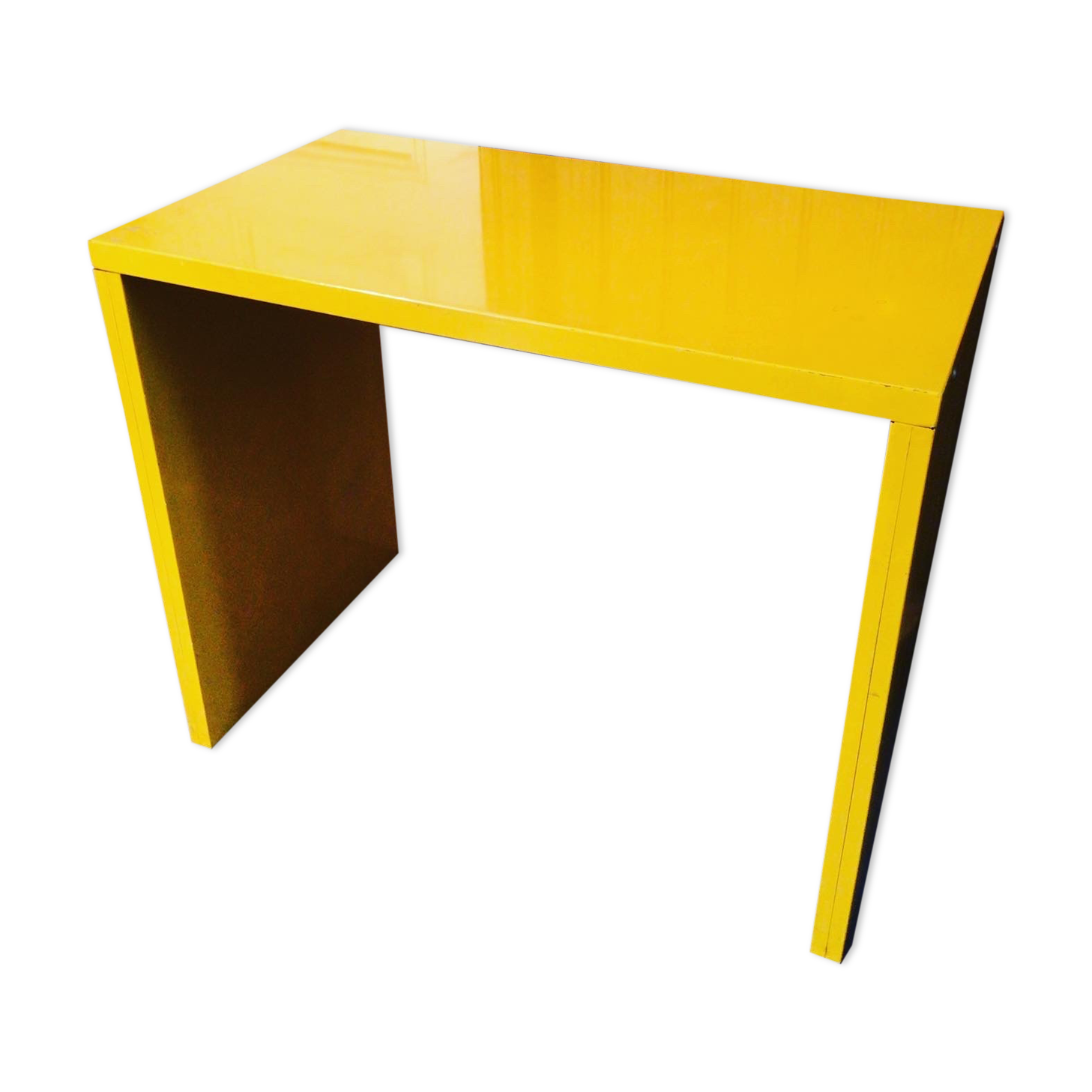 Small yellow metal desk