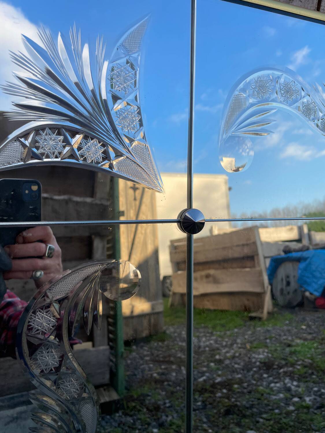 Vintage art deco cut glass bistro venetian mirror