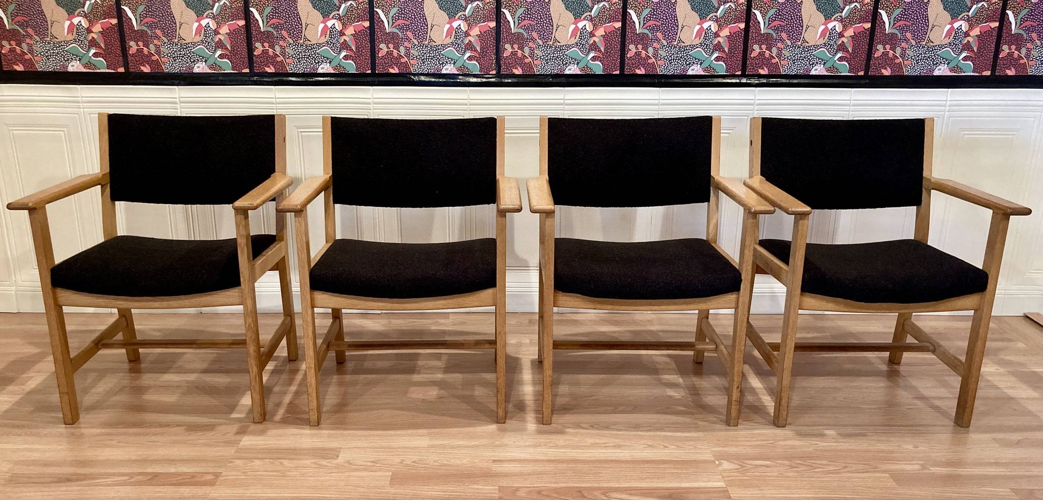 SET OF 4 ARMCHAIRS STAMPED "HANS WEGNER" 1960.