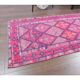 Vintage Turkish Oushak Handmade Cotton Purple Wool Runner Rug 74x345