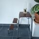 Old retractable wooden stepladder