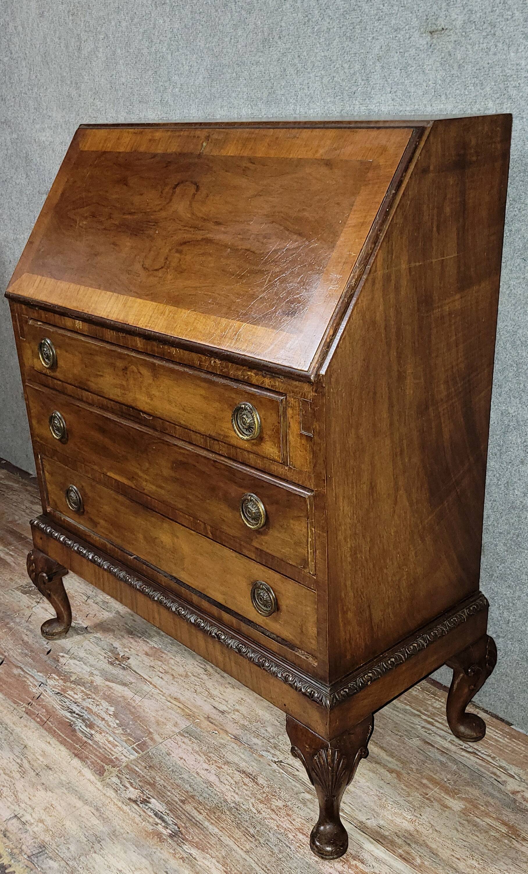 Secrétaire Anglais en acajou vers 1900