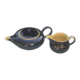 Teapot and milk jug We Two in vintage black and yellow ceramic