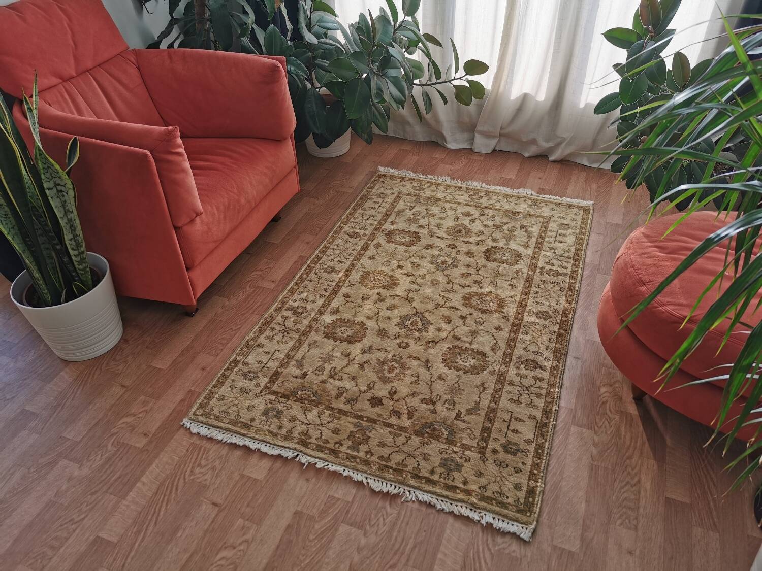 Vintage handmade Persian carpet, wool, ancient Iranian carpet, 163×104cm.