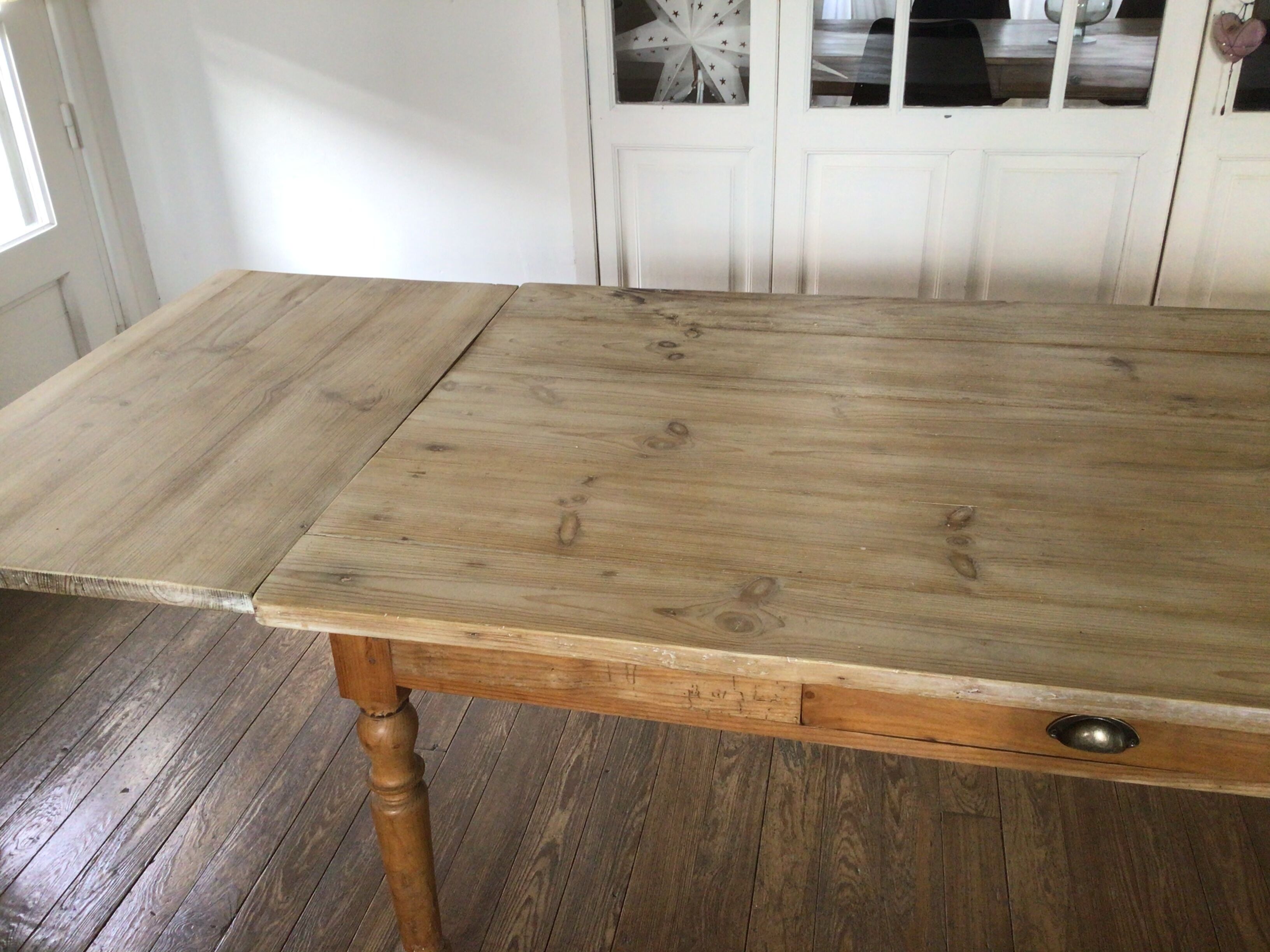 Nineteenth century farmhouse table in fir with extensions
