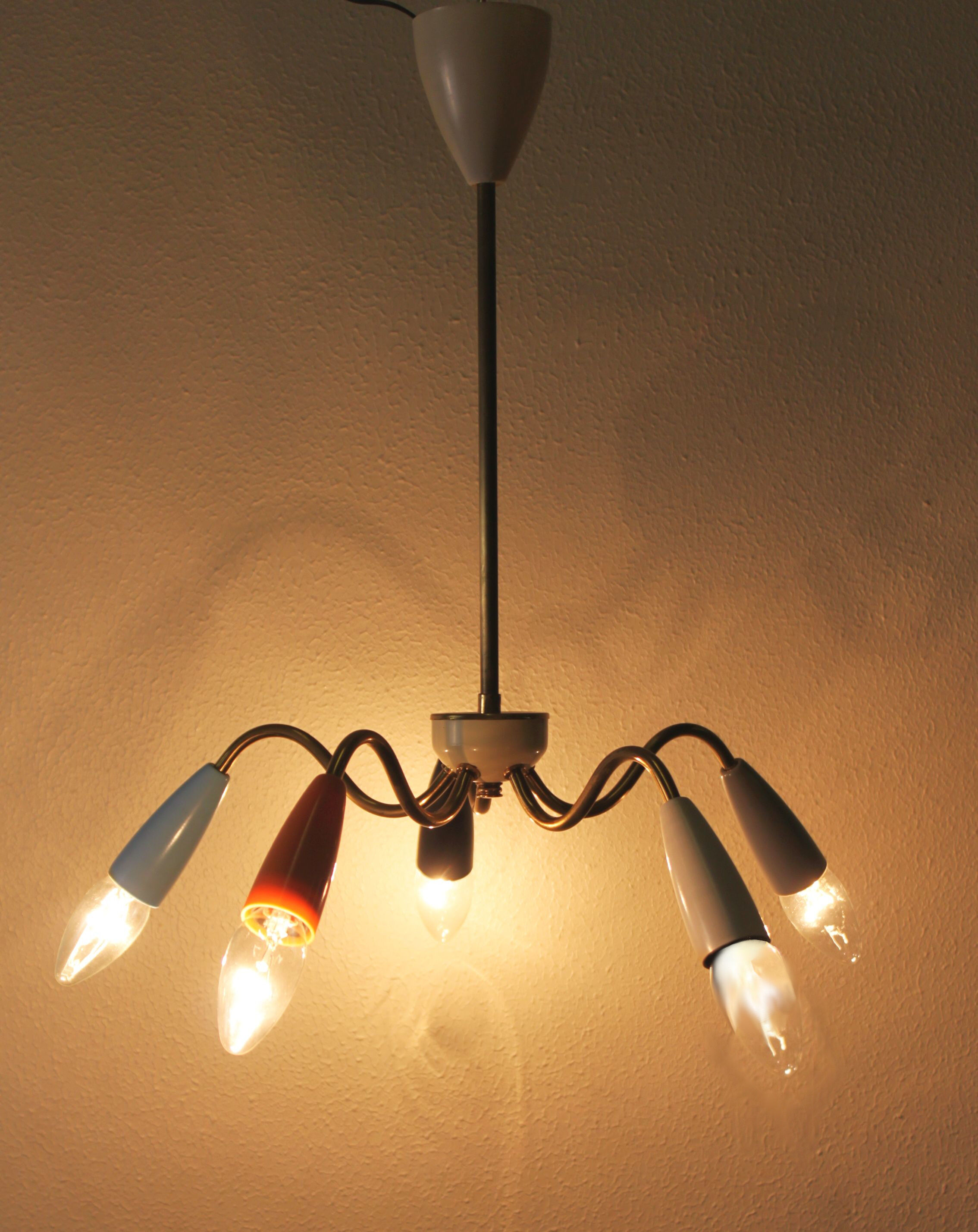 Vintage spider chandelier, Italy, 70's.