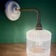 Vintage globe angled wall light in white and clear glass