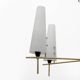 Stilnovo Style Mid-century Modern Italian Brass and Opaline Glass Chandelie