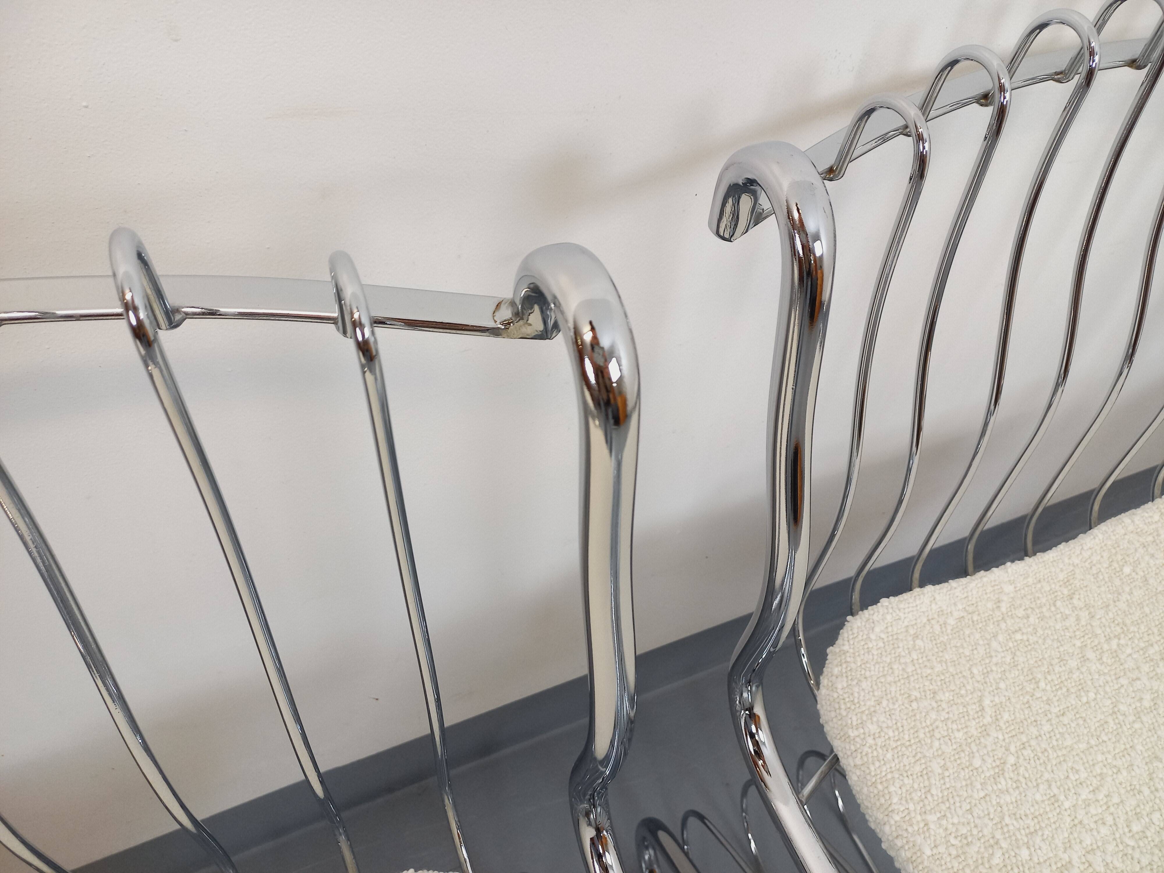 Set of 4 vintage Italian chairs by Gastone Rinaldi in chrome metal.