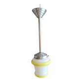 suspension  opaline blanche et jaune | space age - art déco 1950
