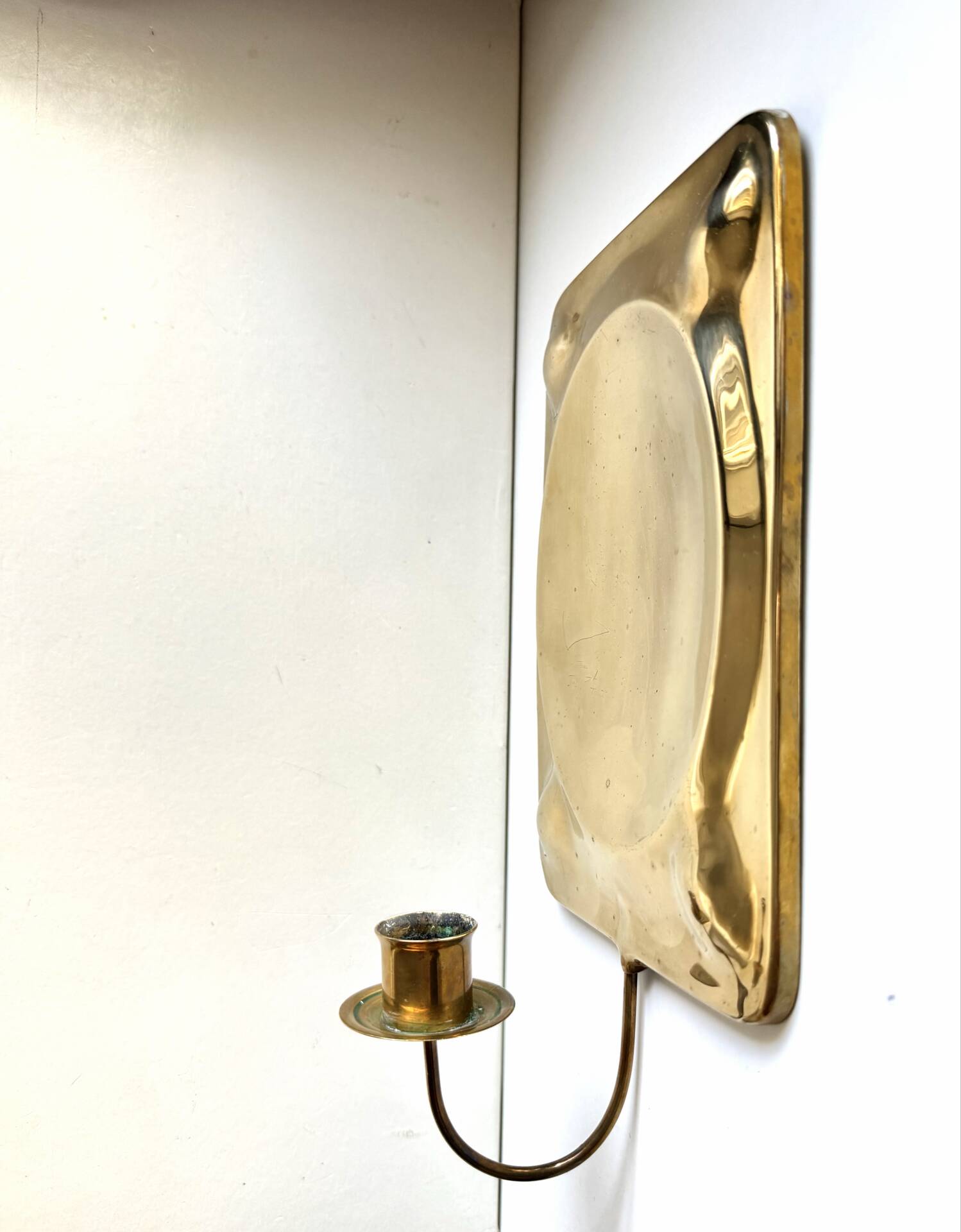 Vintage Scandinavian Brass Wall Candle holder Sconce height 29cm