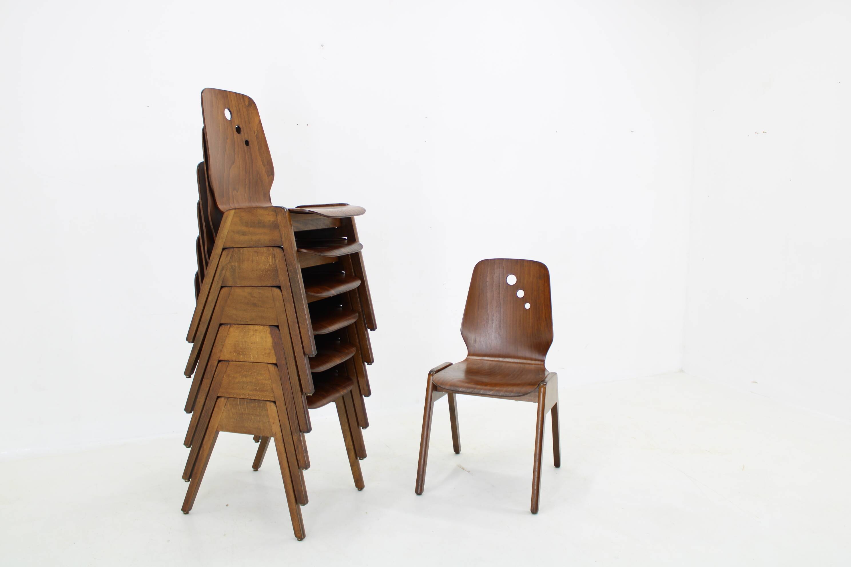 1970s Set of 7 Beech Stuckable Dining Chairs ,Germany