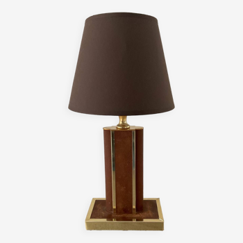 70s lamp in leather and brass