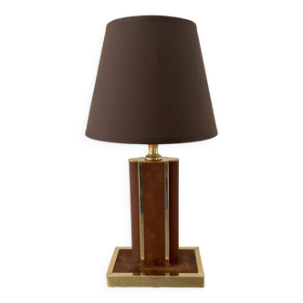 70s lamp in leather and brass