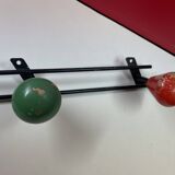 Round iron coat rack and wooden hooks 59 cm