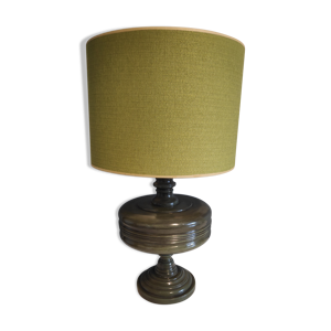 Lampe verte en bois tourné