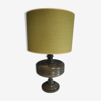 large green lamp in turned wood