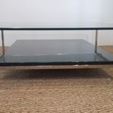 Coffee table marble chrome and glass 80