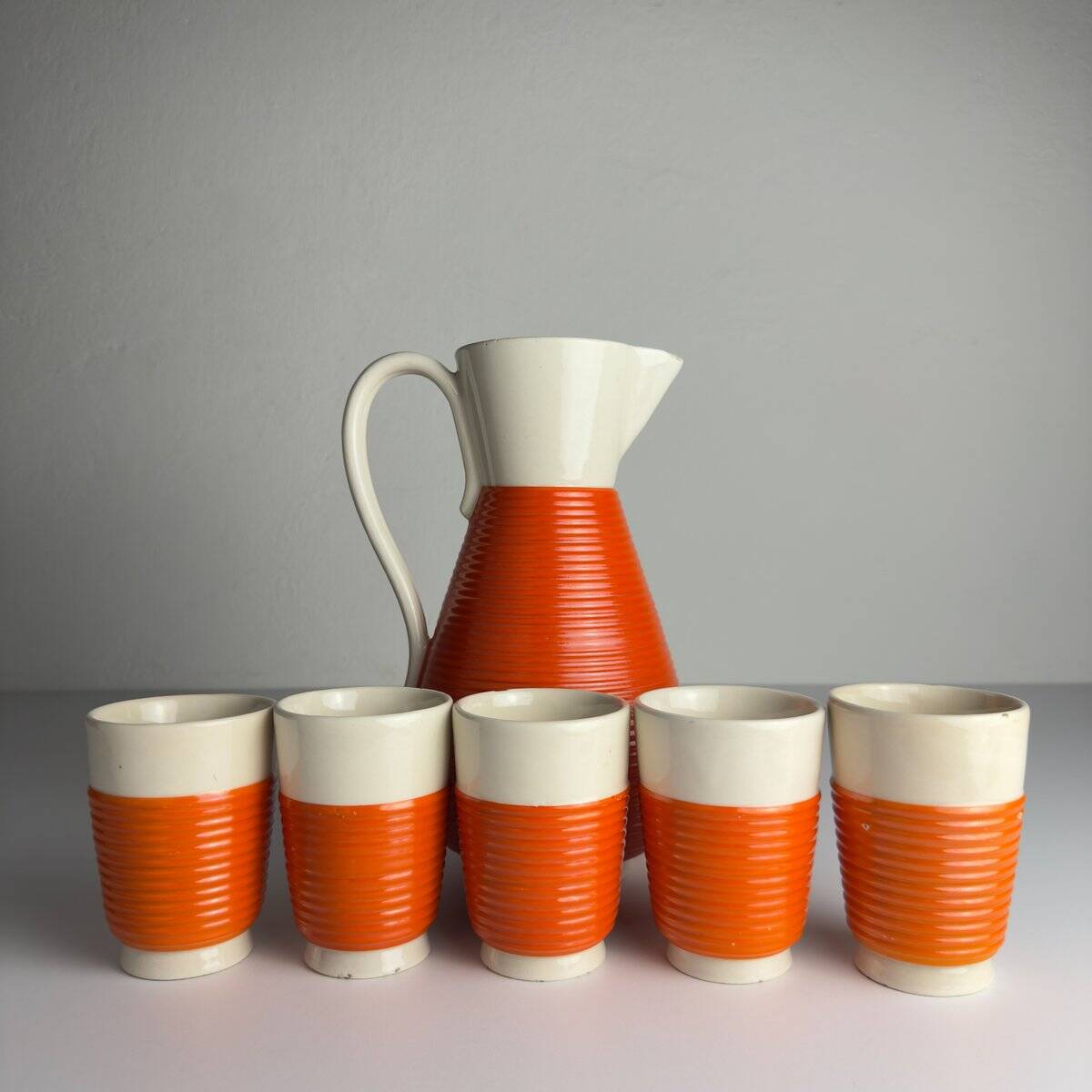 Vintage water service from Ceramiche Rometti Umbertide, Italy, 1930s, set of 6.