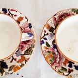 Tasses à café  en faïence de Gien, motif " pivoines ", tasse à thé