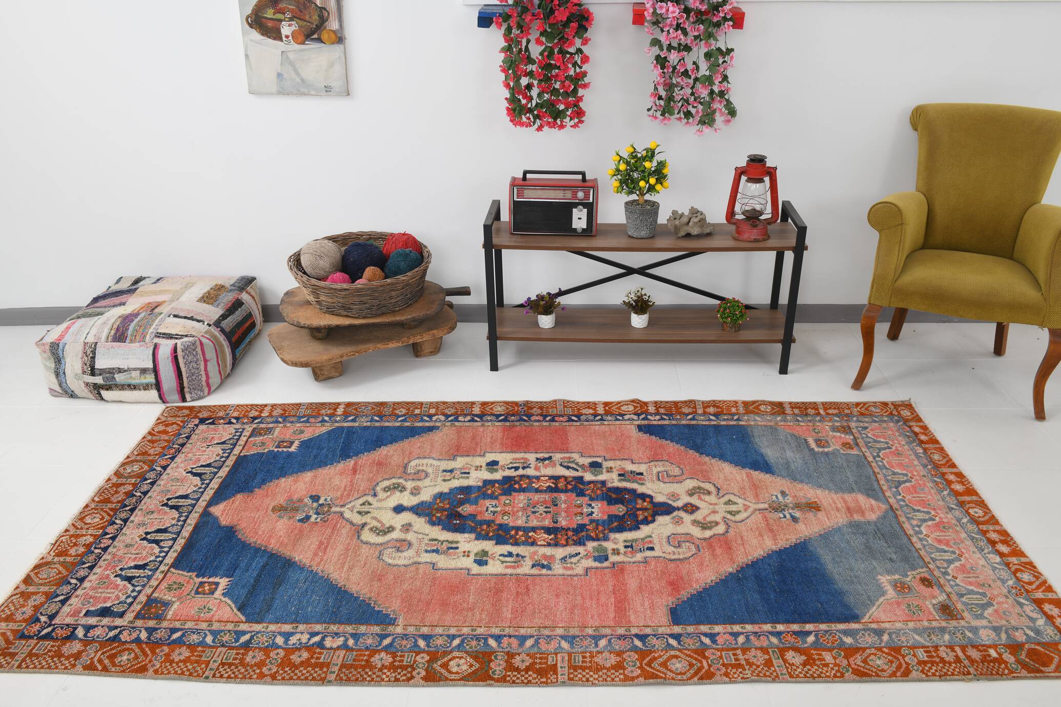 4x9 Oriental Blue Vintage Rug, 137x272Cm
